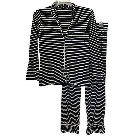 J. Crew Dreamy Cotton Pajama Set in Stripe Navy Blue B7341 Size XS - Picture 4 of 11